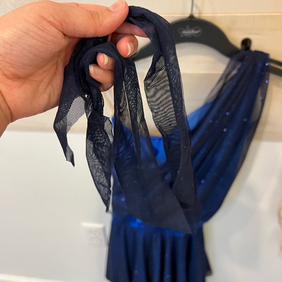 Dansco lyrical costume, navy blue, one shoulder, size large adult - Picture 8 of 10